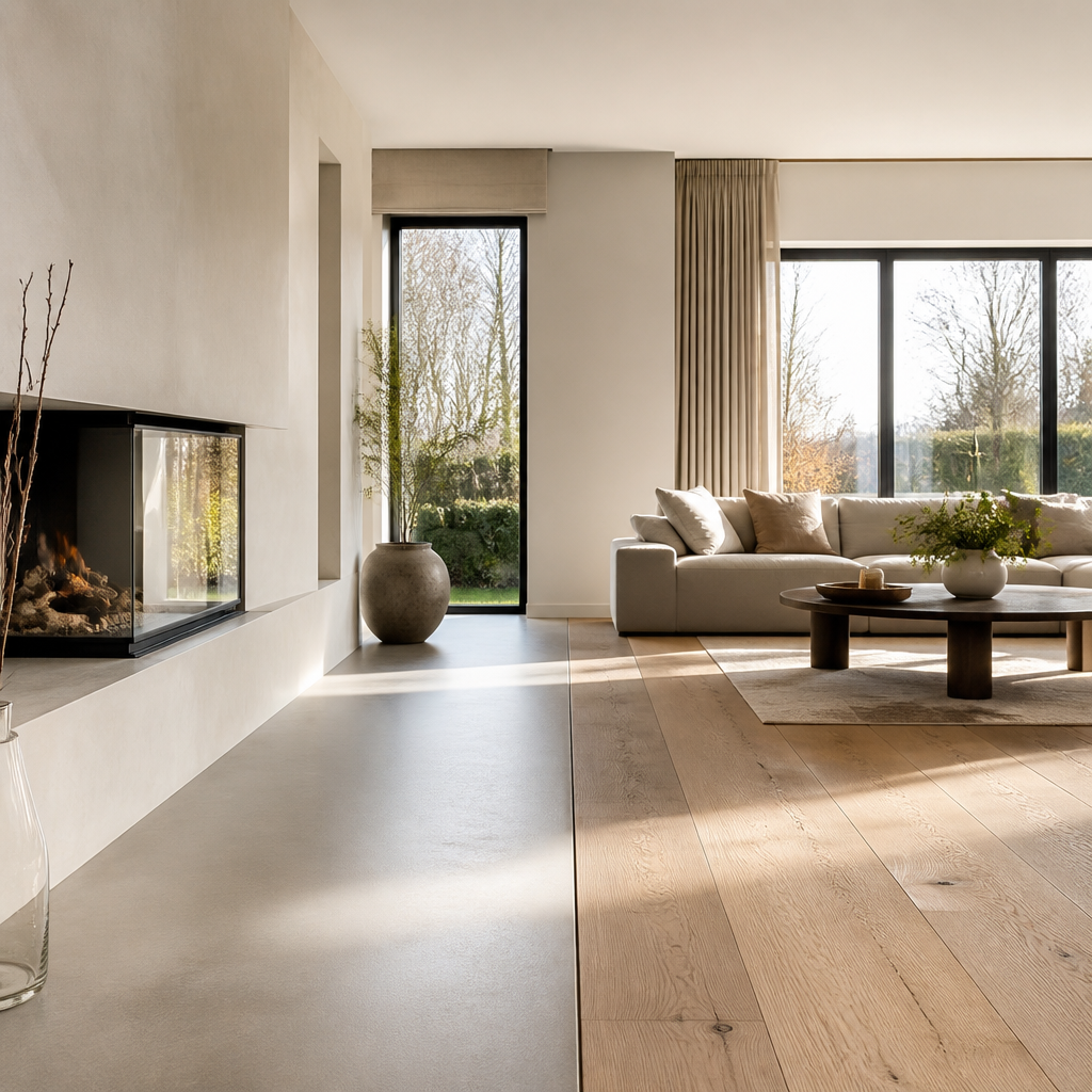 Houten vloer combineren met een gietvloer