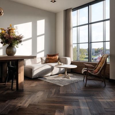 Visgraat eiken | Rustiek ambiance | 12,5 x 62,5 cm | Bruin | [17]