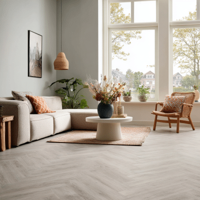Visgraat eiken | Rustiek ambiance | 12,5 x 62,5 cm | Whitewash | [1]