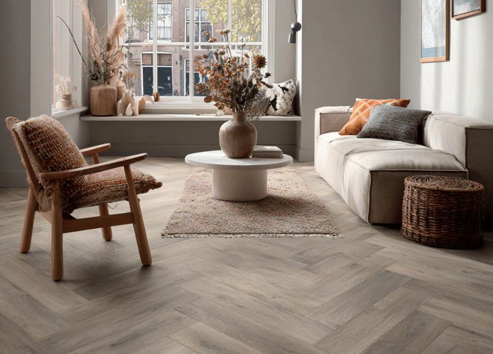Visgraat eiken | Rustiek ambiance | 12,5 x 62,5 cm | Licht Grijs | [8]