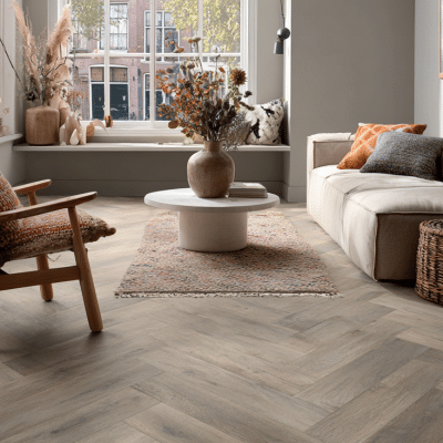 Visgraat eiken | Rustiek ambiance | 12,5 x 62,5 cm | Licht Grijs | [8]